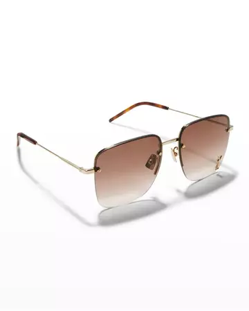Saint Laurent YSL Rimless Square Metal Sunglasses | Neiman Marcus