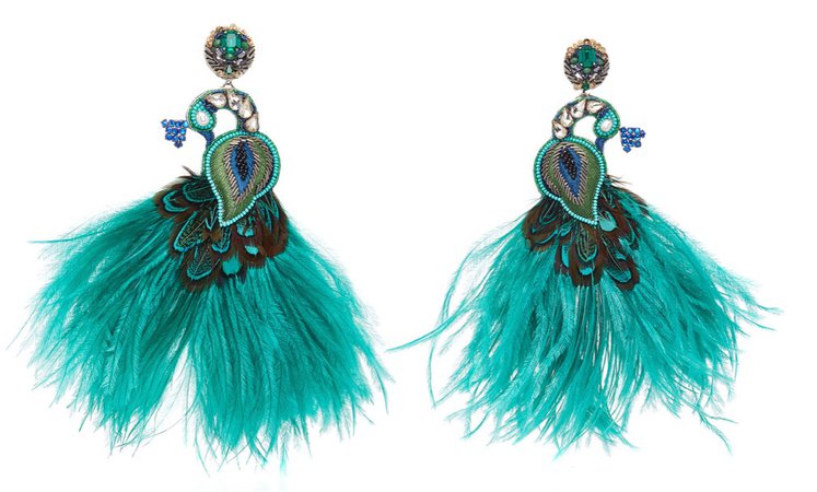 Peacock feather earrings