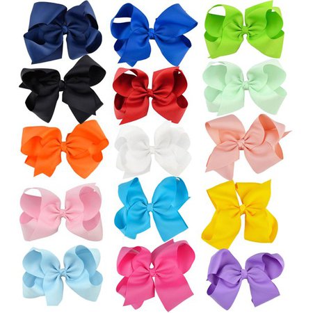 6'' Big Bows Hair Clips Cute Lovely Ribbon Bow Clip Hair Bow Set Multicolor Hair Accessories for Baby Girls Kids Child Teens, 15Pcs - Walmart.com
