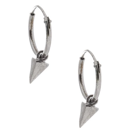 Sterling Silver Spike Hoop Earrings | Claire's