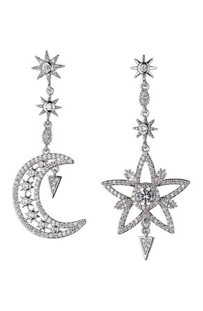 Star and Moon CZ Crystal Drop Earrings | Nordstromrack