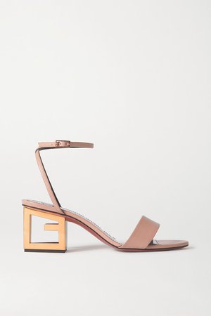 Triangle Leather Sandals - Beige