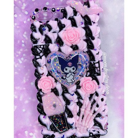 Kuromi iPhone custom decoden phone case kawaii pastel goth | Etsy