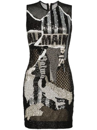 Balmain Newsprint logo sequin dress £2,088 - Shop Online - Fast Global Shipping, Price