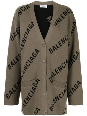 Balenciaga logo-intarsia oversized cardigan - FARFETCH