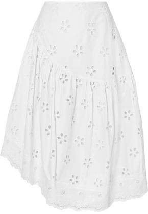 Asymmetric Broderie Anglaise Cotton Skirt