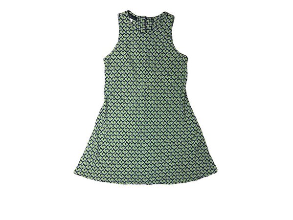90s Geometric Lime White Daisy Mini Dress A-Line Dress // Size | Etsy