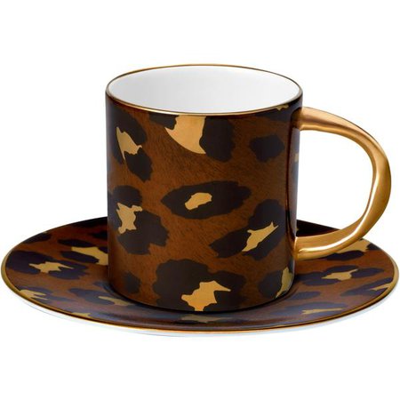 Leopard Espresso Cup and Saucer | L'Objet | LuxDeco.com