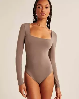 Long-Sleeve Cotton Seamless Fabric Squareneck Bodysuit - Google Search