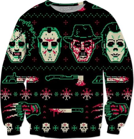 Classic Horror Ugly Christmas Sweater Awesome Gift Merry Christmas X-mas Freddy Leather face Michael Jason Goth Punk Rockabilly Bands Tattoo Pinup Monsters Blood Gore Halloween