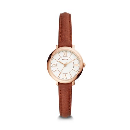 Jacqueline Three-Hand Terracotta Leather Watch - Fossil