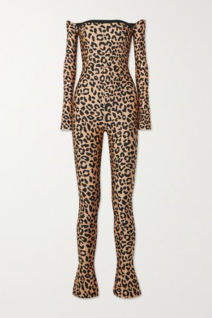 Halpern | Off-the-shoulder leopard-print stretch-jersey jumpsuit | NET-A-PORTER.COM