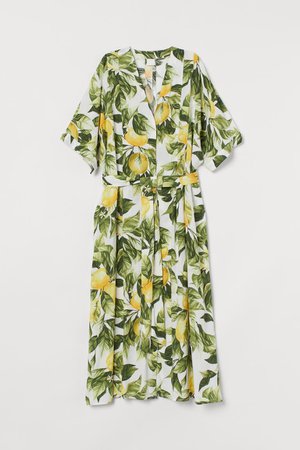 Kaftan dress - White/Lemons - Ladies | H&M GB