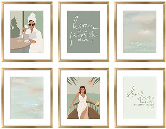 ArtbyHannah 6 Pack 8x10 Inch Framed Minimalist Line Wall Art Decor with Decorative Abstract Woman's Body Shape Art Prints Gold Picture Frame Collage Set for Gallery or Home Decoration : Amazon.ca: Home