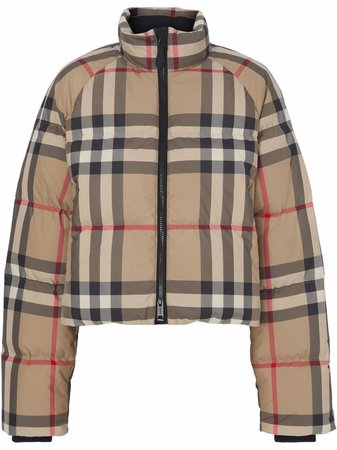 Burberry Checked Cropped Puffer Jacket - Farfetch