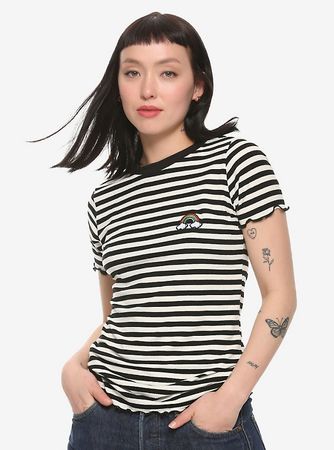 Striped Rainbow Patch Girls T-Shirt
