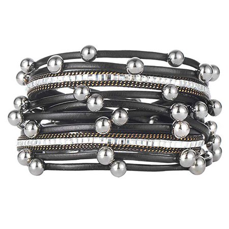Amazon.com: 17mile Multi-Layer Leather Bracelet - Braided Wrap Cuff Bangle Alloy Magnetic Clasp Handmade Jewelry Women, Girl Gift: Jewelry