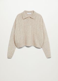 Polo-knit Mango beige sweater