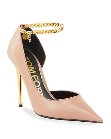 TOM FORD Open-Side Pumps with Chain Strap | Neiman Marcus