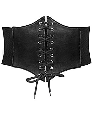 3 Pieces Lace-up Women Corset Belts Elastic Wide Band Retro Tied Waspie Waist Belt(Black, Brown, Red) at Amazon Women’s Clothing store
