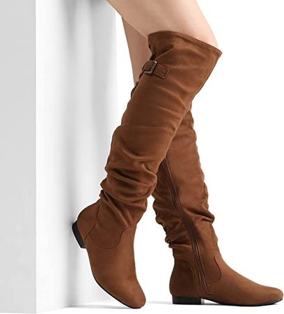 Amazon.com | DREAM PAIRS Women's Suede Over The Knee Thigh High Winter Boots | Over-the-Knee