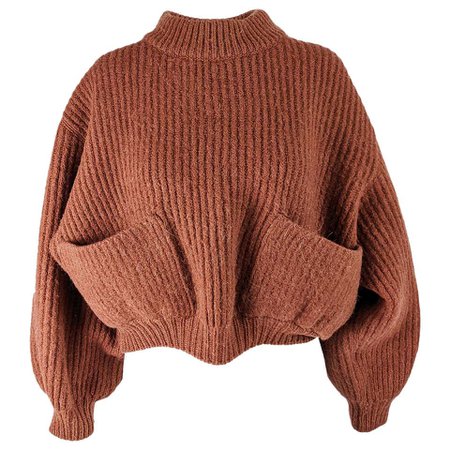 Alaia Vintage Alpaca & Wool Ribbed Knit Crop Sweater, 1985
