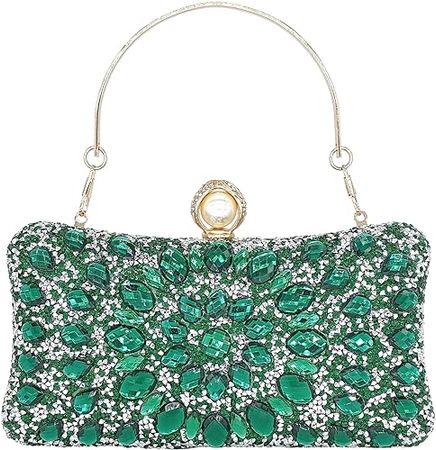 MAIRLOM Rhinestone Clutch Purses for Women Evening Wedding Formal - Pearl Clasp Handbag Crystal Gemstone Bag for Party Prom(Green): Handbags: Amazon.com
