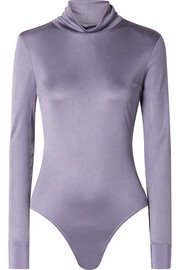 Caroline Constas | Berdine wrap-effect stretch-silk satin thong bodysuit | NET-A-PORTER.COM