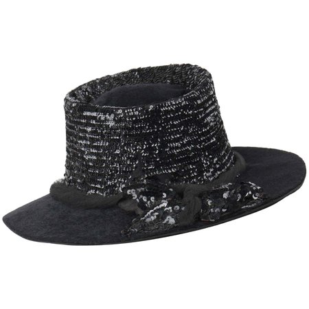 EDWARDIAN c.1900's Black Beaver Fur Felt Sequin Embellished Afternoon Hat For Sale at 1stDibs | beaver fur felt hat, black beaver hat, 1900s hat