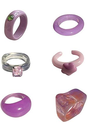 Amazon.com: 16 Pcs Colorful Resin Rings for Women, Chunky Acrylic Rings with Rhinestones Set, Fashion Stacking Rings, Y2k Style Rings, Retro Candy Rings, Cute and Trendy Jewelry, Gift for Women and Girls: Clothing