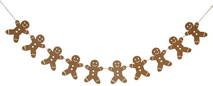 Rocky Mountain Radar Wooden Gingerbread Man Christmas Garland Party Bunting Decoration, 2M: Amazon.co.uk: Kitchen & Home