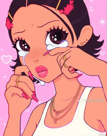 Pretty anime girl crying