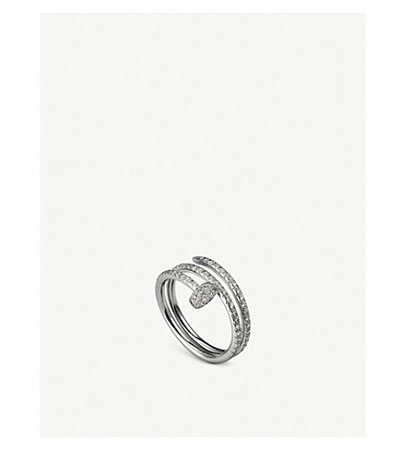 CARTIER - Juste un Clou 18ct white-gold and diamond double ring | Selfridges.com