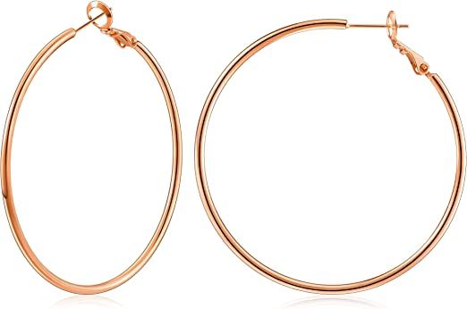 Amazon.com: Gacimy Large Rose Gold Hoop Earrings for Women 14K Rose Gold Plated with 925 Sterling Silver Post, 50mm Rose Gold Big Hoop Earrings for Women : Clothing, Shoes & Jewelry
