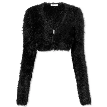 Ambush Faux Fur Knitted Cardigan Black | END. (US)