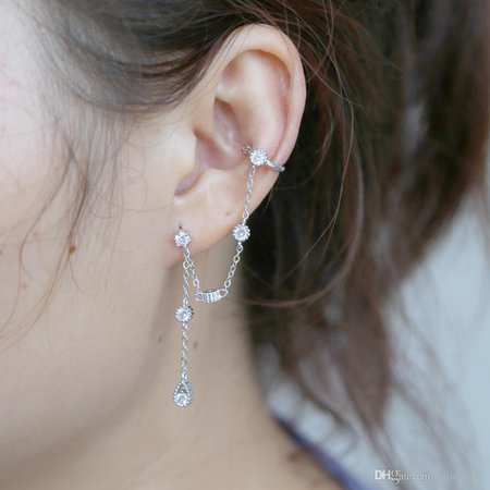 2019 Delicate Adjustable Ear Tragus Cartilage Helix Earring Pave Flower Cz Dangle Clip Stud Earrings Chain Piercing Jewelry From Ruijewelry, $9.04 | DHgate.Com