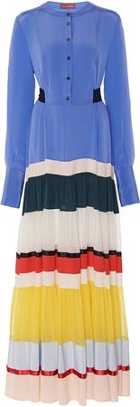 Altuzarra Lobelia Striped Crepe De Chine Maxi Dress Size: 34