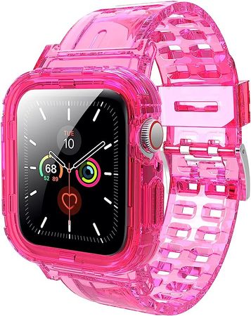 Amazon.com: JXVM for Apple Watch Band 41mm 40mm 38mm with Case, Uni-body Protective Bumper Band, Crystal Clear Sporty Case, with Premium Soft TPU Adjustable Strap for iWatch SE & Series 8 7 6 5 4 3 2 1 : Cell Phones & Accessories