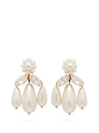 SIMONE ROCHA Crystal and faux-pearl drop earrings