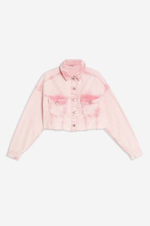 Pink Acid Neon Wash Hacked Denim Jacket | Topshop