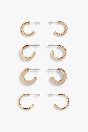 Assorted hoop earrings - Gold metal - Earrings - Monki GB