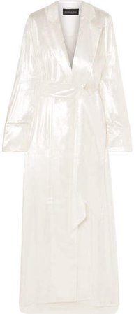 Michael Lo Sordo - Double-breasted Metallic Velvet Gown - White