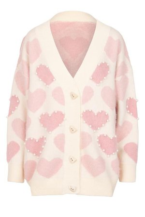 pearl oversized cardigan pink and cream