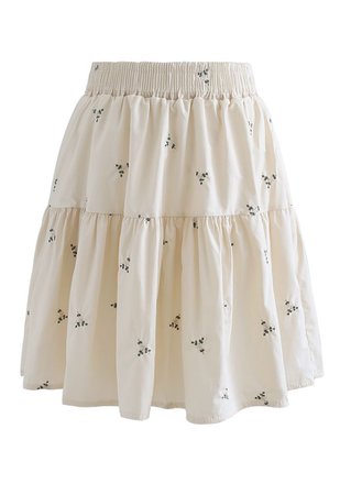 cream flower skirt