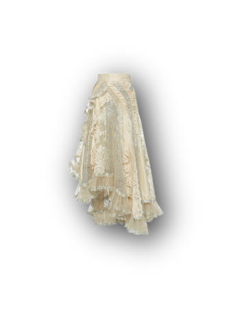 Zimmermann Women's White Sabotage Flocked Asymmetric Lace-chiffon Skirt