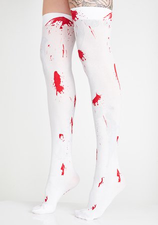 White Red Blood Splatter Thigh Highs | Dolls Kill