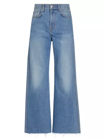 Shop Veronica Beard Taylor Cropped Wide-Leg Jeans | Saks Fifth Avenue