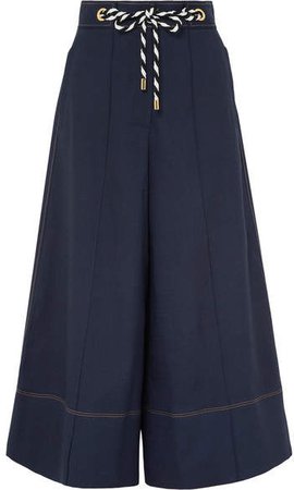 Belted Canvas Culottes - Navy