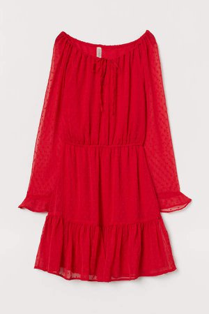 Short Chiffon Dress - Red