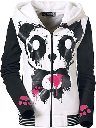Killer Panda Mase Hood Women Hooded Zip White-Black, Regular: Amazon.co.uk: Clothing